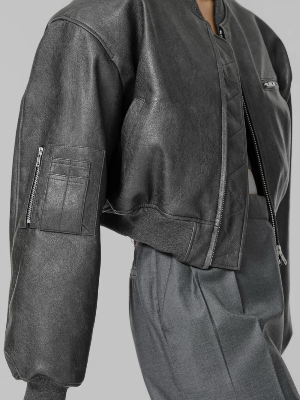 The Frankie Shop Black Cropped Bomber Jacket - Picture 9 of 9